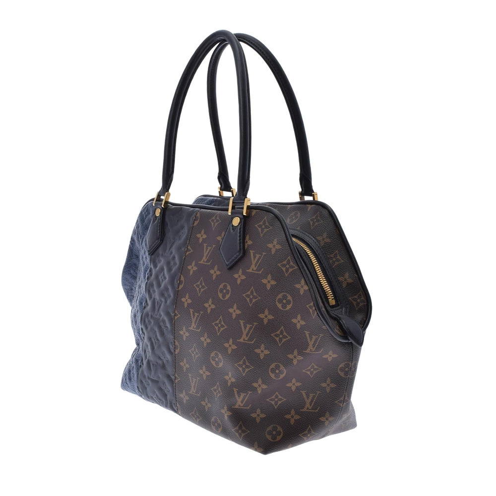 Louis Vuitton Block Canvas Tote Monogram Blue Marine Bag Blue